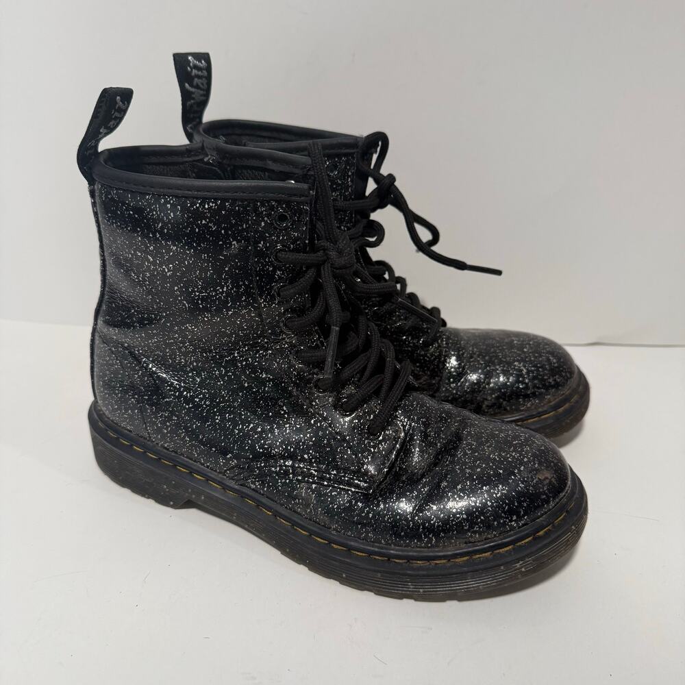 Dr. Martens 1460 Junior Lace Up Combat Boots Glitter‎ Black Big Kids 3